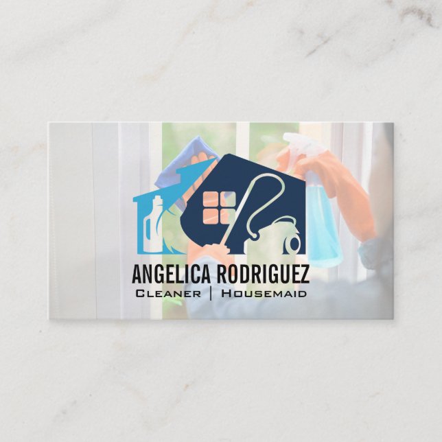 Carte De Visite House Keeping Clean | Maid Window Washing (Devant)