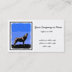 Carte De Visite Howling Wolf en hiver - Art faunique original