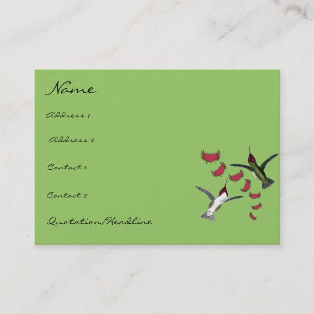 Carte De Visite Humming Birds Grunge Hearts with Wings (Devant)
