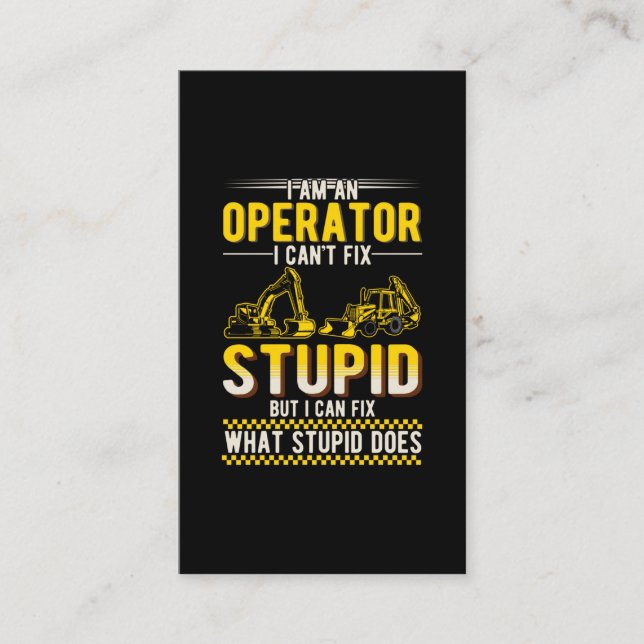 Carte De Visite Humour de collaborateur de l'opérateur d'excavateu (Devant)