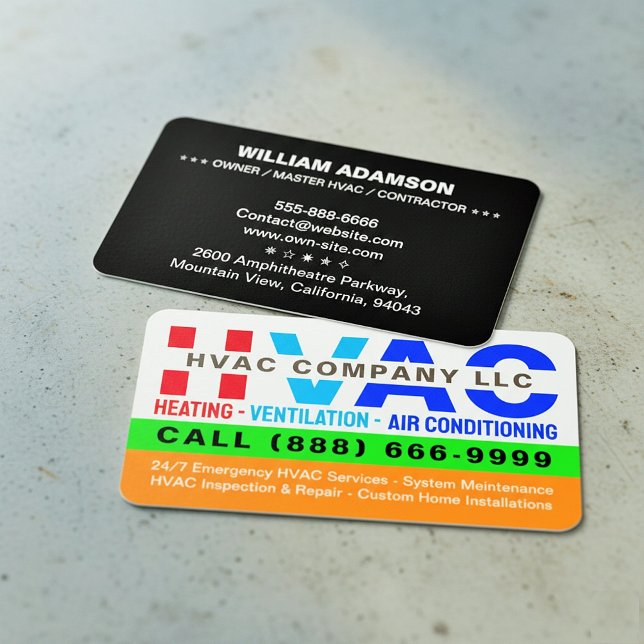Carte De Visite HVAC Heating, Ventilation & Air Conditioning - Pro (HVAC magnet business cards)