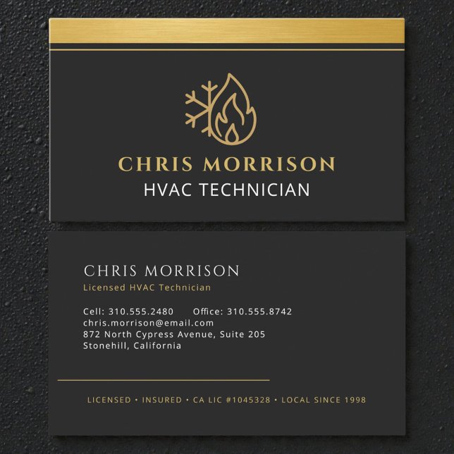 Carte De Visite HVAC Tech AC Heating Cooling Heat Service  (Créateur téléchargé)