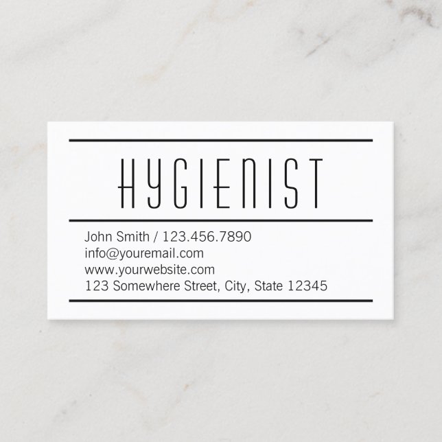 Carte de visite Hygiéniste Blanc Simple Moderne (Devant)