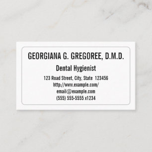 Carte de visite hygiéniste dentaire à faible clé