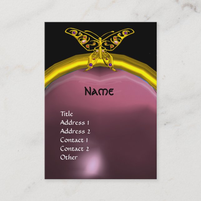 Carte De Visite HYPER BUTTERFLY AMÉTHYST MONOGRAS jaune rose (Devant)