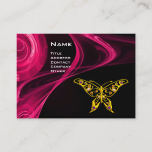 Carte De Visite HYPER BUTTERFLY - antiquité rose rouge noir jaune