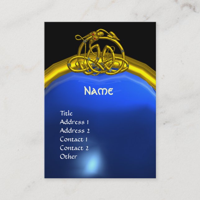 Carte De Visite HYPER DRAGON SAPPHIRE MONOGRAMME bleu noir (Devant)