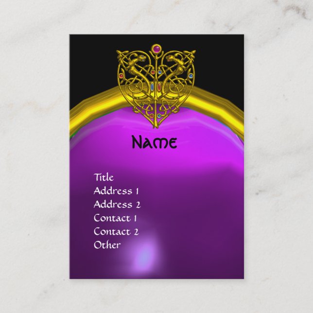 Carte De Visite HYPER VALENTINE AMÉTHYST MONOGRAMME jaune violet (Devant)