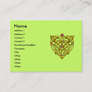 CARTE DE VISITE HYPER VALENTINE, COEUR DE COURSE EN CELTIQUE D'OR 