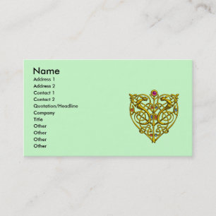 CARTE DE VISITE HYPER VALENTINE, COEUR DE COURSE EN CELTIQUE D'OR 