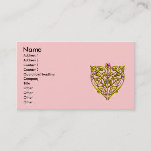 Carte De Visite HYPER VALENTINE /GOLD CELTIC KNOT COEUR JEWEL rose