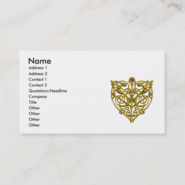 Carte De Visite HYPER VALENTINE Gold Celtic Knot Hearts (Devant)