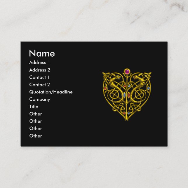 CARTE DE VISITE HYPER VALENTINE, JOUET DE COEUR EN CELTIQUE D'OR (Devant)