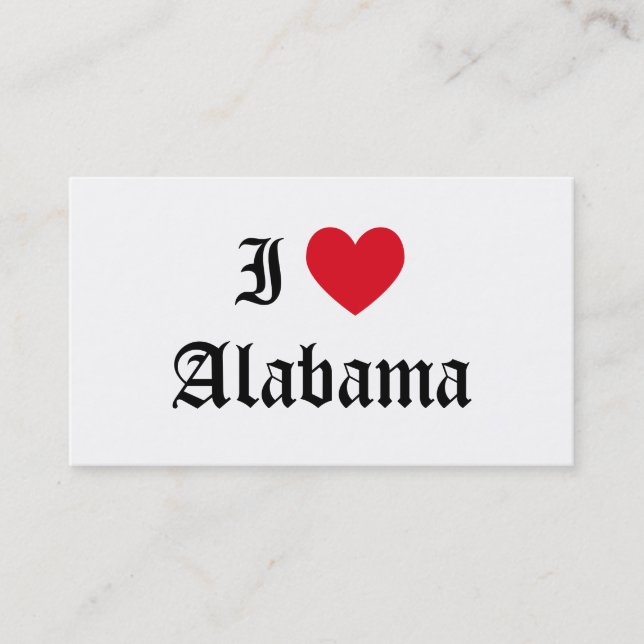 Carte De Visite I Love Alabama (Devant)