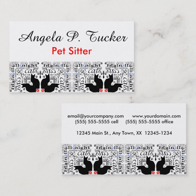 Carte De Visite I Love Black Cats Kaleidoscope (Devant / Derrière)