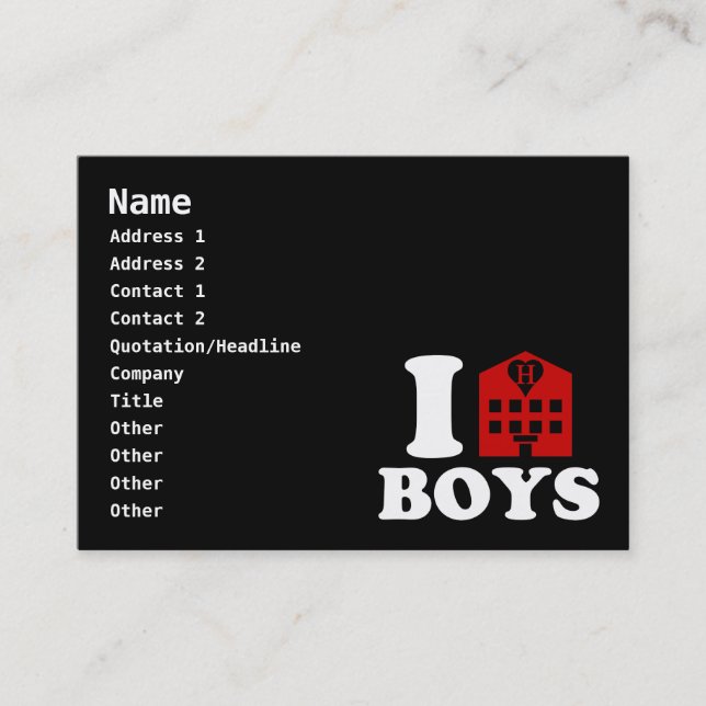 Carte De Visite I Love Hotel Boys (Devant)