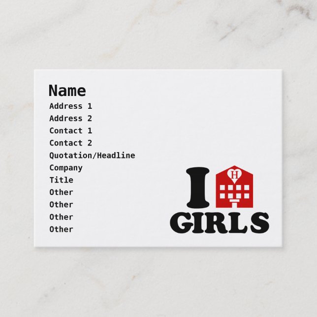 Carte De Visite I Love Hotel Girls (Devant)