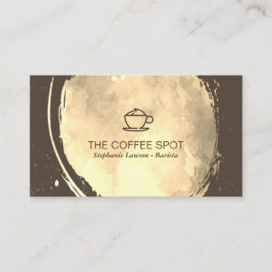 Carte De Visite Icône café Aquarelle or brossé