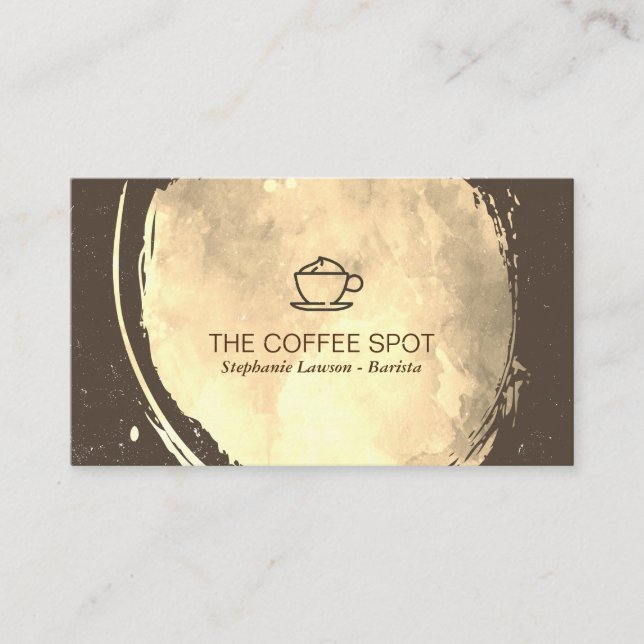 Carte De Visite Icône café Aquarelle or brossé (Devant)