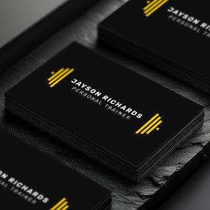 Carte De Visite Icône de barre de gym noir/jaune Entraîneur person
