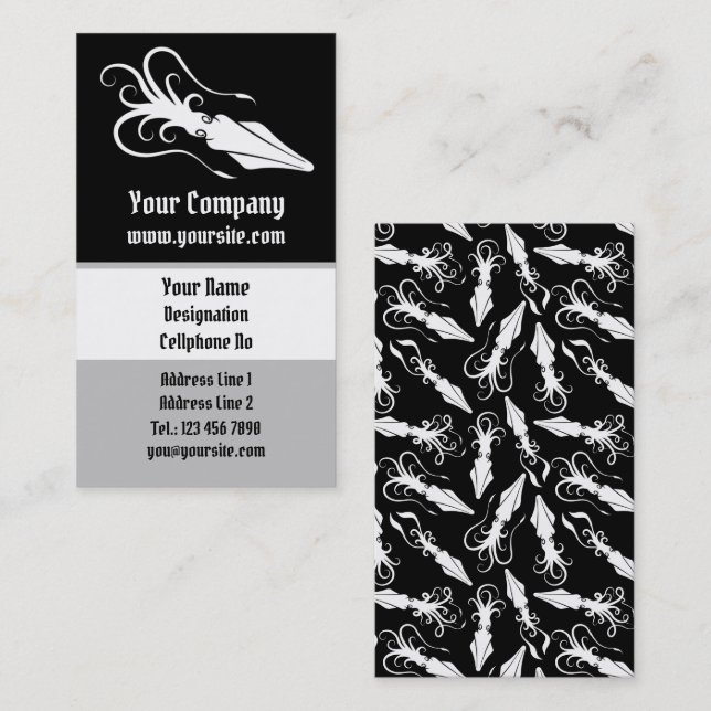 Carte De Visite Icône de calmar blanc vertical (Devant / Derrière)