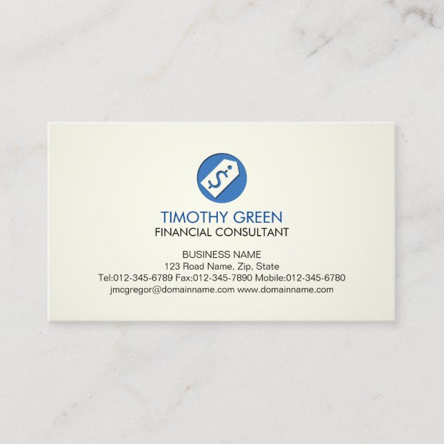 Carte De Visite Icône de l'onglet Services de consultants financie (Devant)