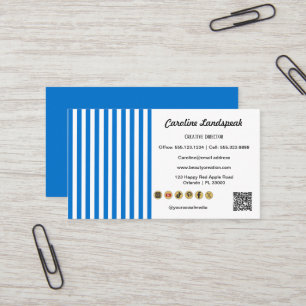 Carte De Visite Icône de médias sociaux Code QR à rayures blanches