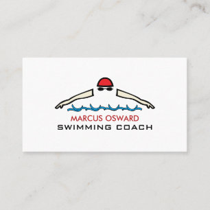 Carte De Visite Icône de natation rapide, coach de natation et gar