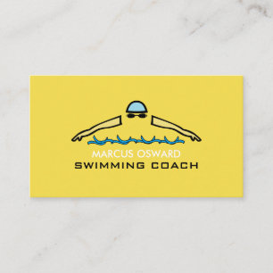 Carte De Visite Icône de natation rapide, coach de natation et gar