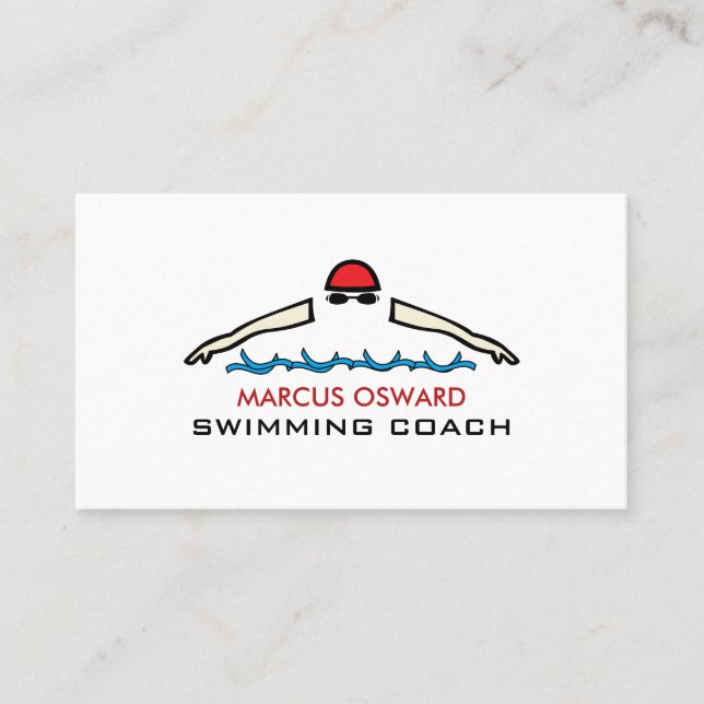 Carte De Visite Icône de natation rapide, Coach de natation & Life (Devant)