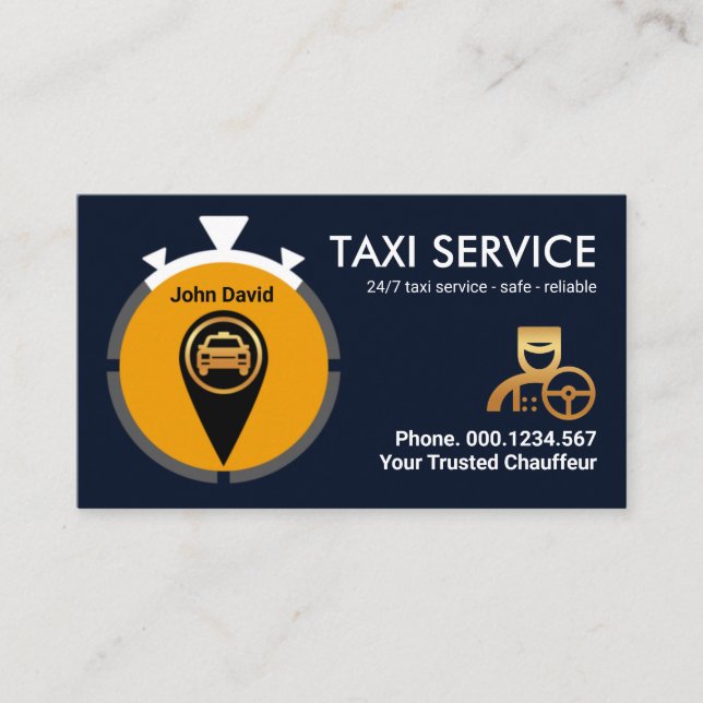 Carte De Visite Icône de Stopwatch Creative Taxi (Devant)