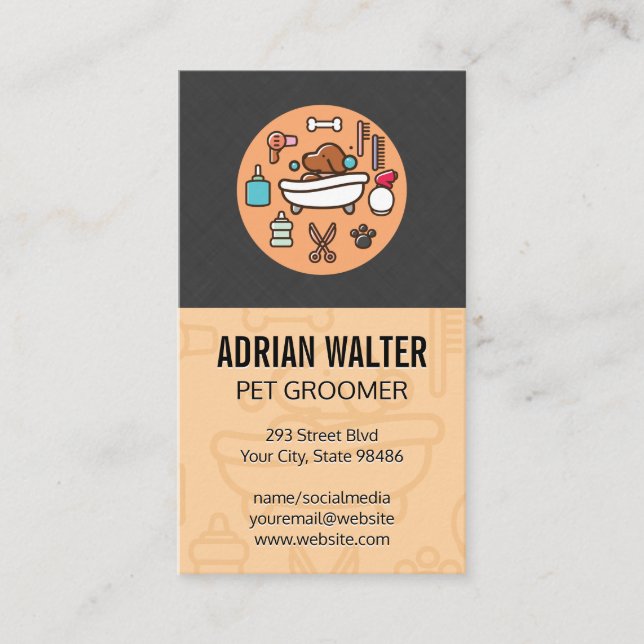 Carte De Visite Icône Dog Wash Douche (Devant)