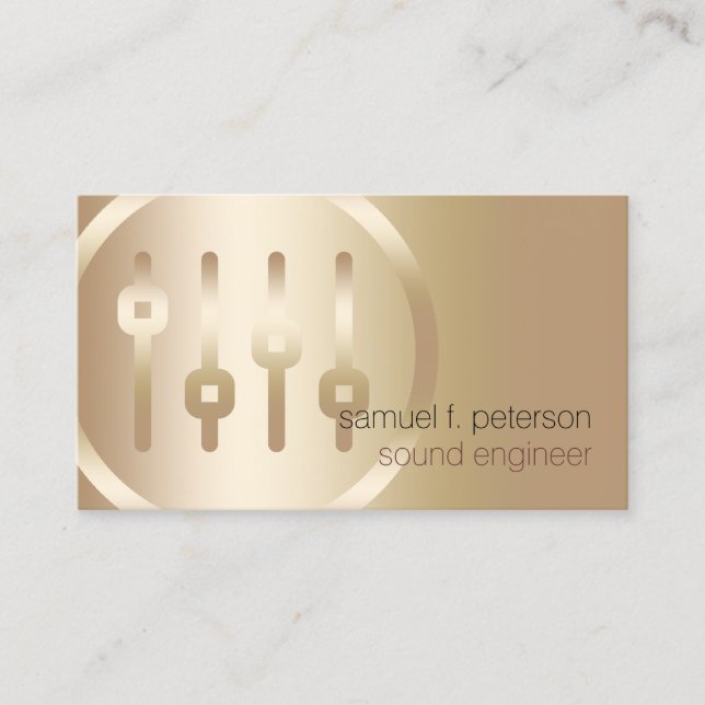 Carte De Visite Icône Elegant Gold Volume Sliders (Devant)