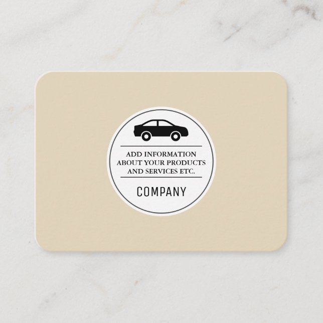 Carte De Visite Icône Entreprise / Voiture (Noir / Tan) (Devant)