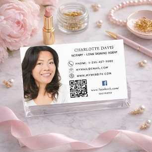 Carte De Visite Icône facebook de code QR blanc