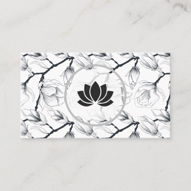 Carte De Visite Icône florale avec branches de fleurs naturelles (Devant)