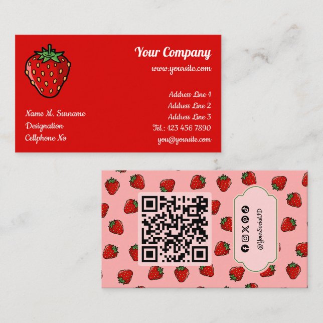Carte de visite Icône fraise (Devant / Derrière)
