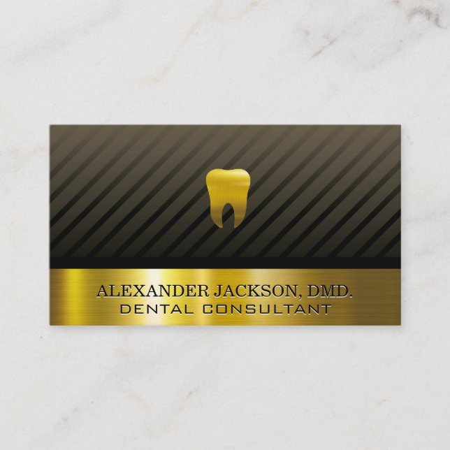 Carte De Visite Icône Gold Tooth | Bandes de pinces métalliques d' (Devant)