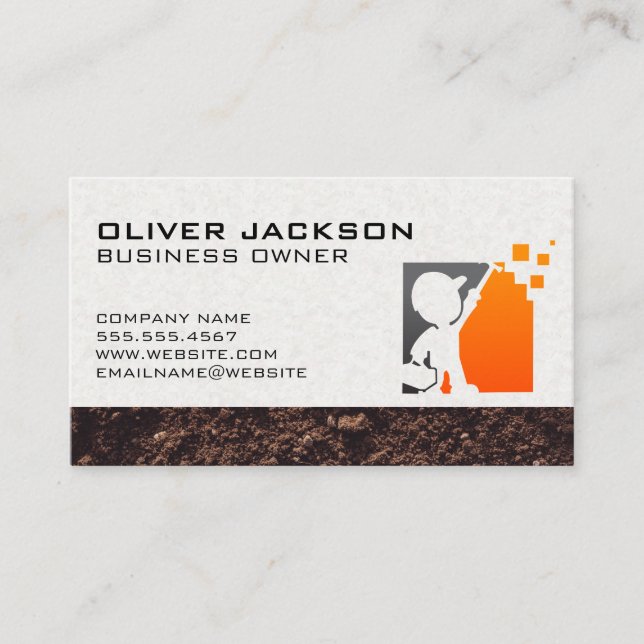 Carte De Visite Icône Logo du travailleur de construction (Devant)