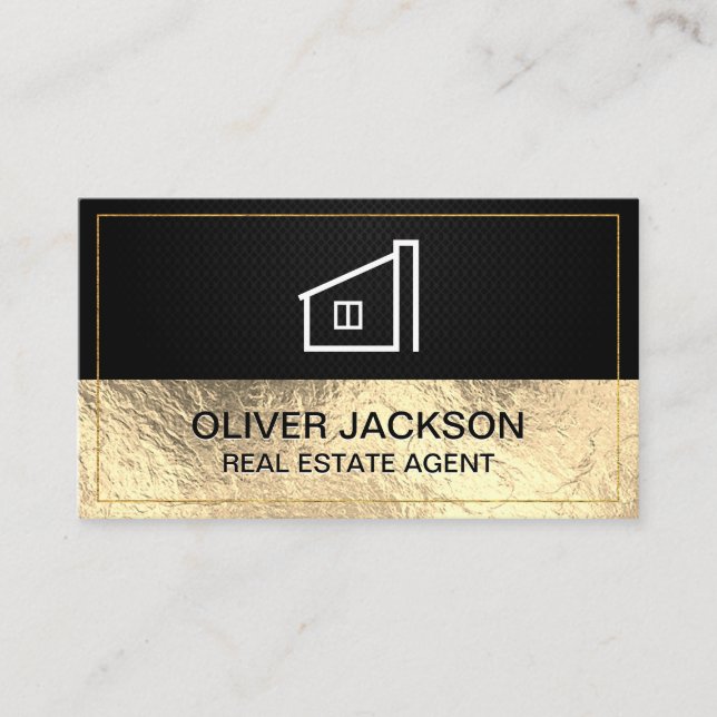 Carte De Visite Icône Lux Gold Foil Black Mesh Home (Devant)
