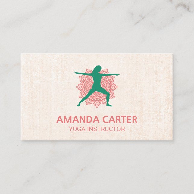 Carte De Visite Icône Mandala | Pose de Yoga guerrier (Devant)