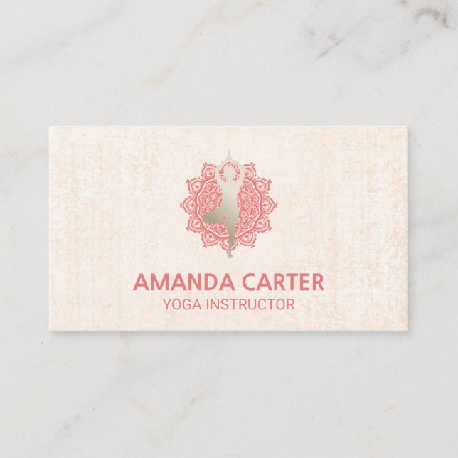 Carte De Visite Icône Mandala | Pose de Yoga texture (Devant)
