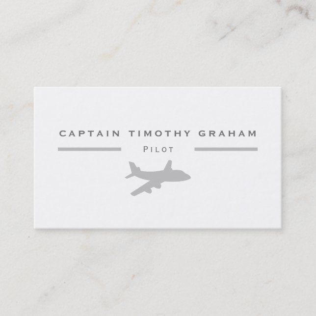 Carte De Visite Icône Silver Plane, Vol Steward & Pilot (Devant)