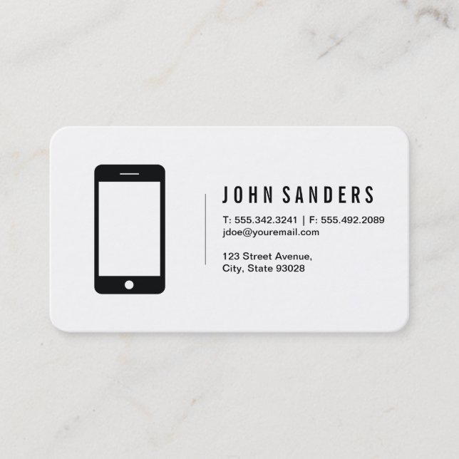 Carte De Visite Icône téléphonique minimaliste (Devant)