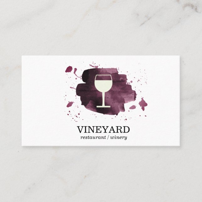 Carte De Visite Icône verre de vin brossé expressif Line Art (Devant)