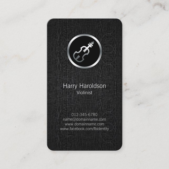 Carte De Visite Icône violon violoniste Grunge BusinessCard (Devant)