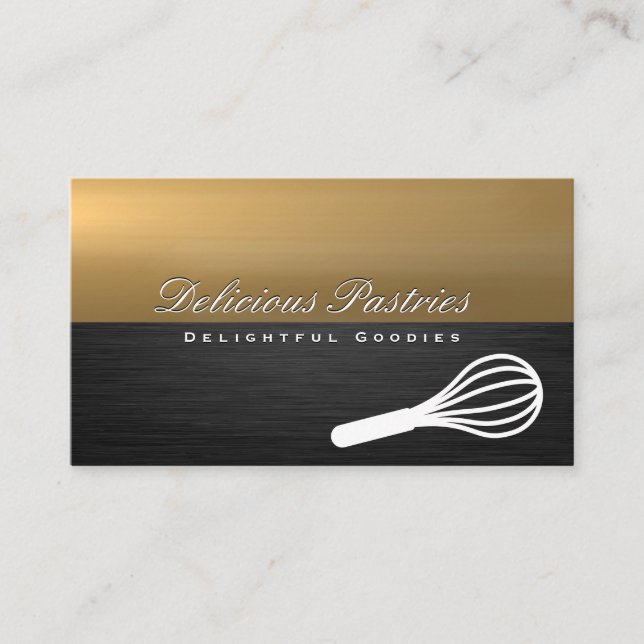 Carte De Visite Icône Whisk | Métal foncé or (Devant)