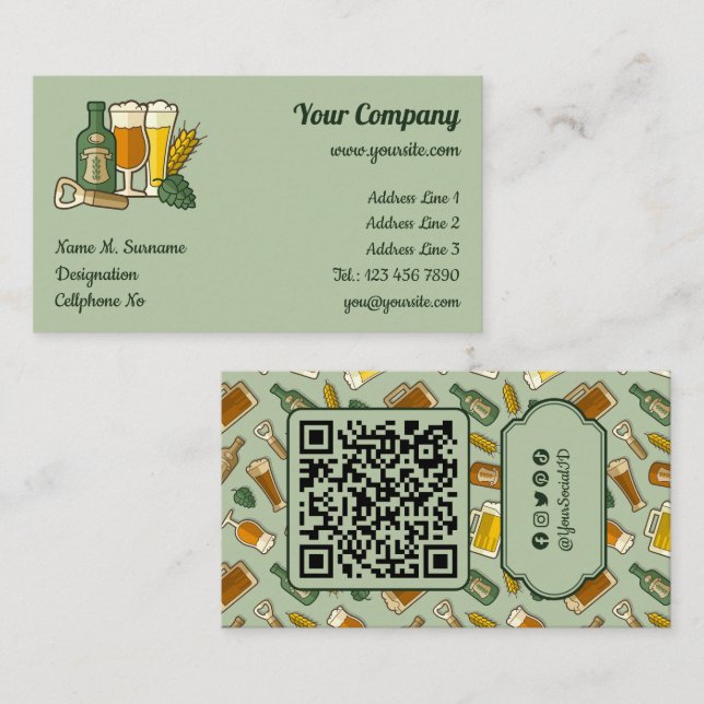 Carte de visite Icônes de bière (Devant / Derrière)