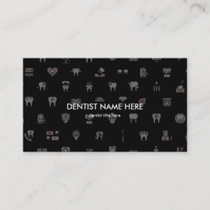 Carte De Visite Icônes de clinique dentaire de dentiste rose