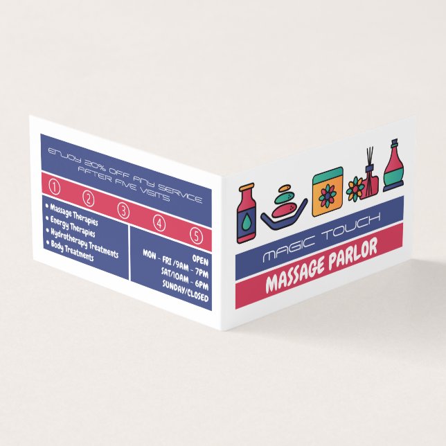 Carte De Visite Icônes de massage, Massage Thérapiste, Fidélité du (Extérieur)